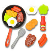 8PCS Kitchen Food Toys — Pretend Play Cookware Set (Pot, Pan, Steak, Veg, Bread, Hot Dog, Omelette)
